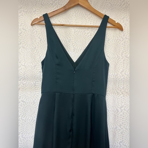 After Six Sleeveless Satin Faux Wrap Gown Size 2 Evergreen Mardi Gras Wedding - Picture 4 of 16